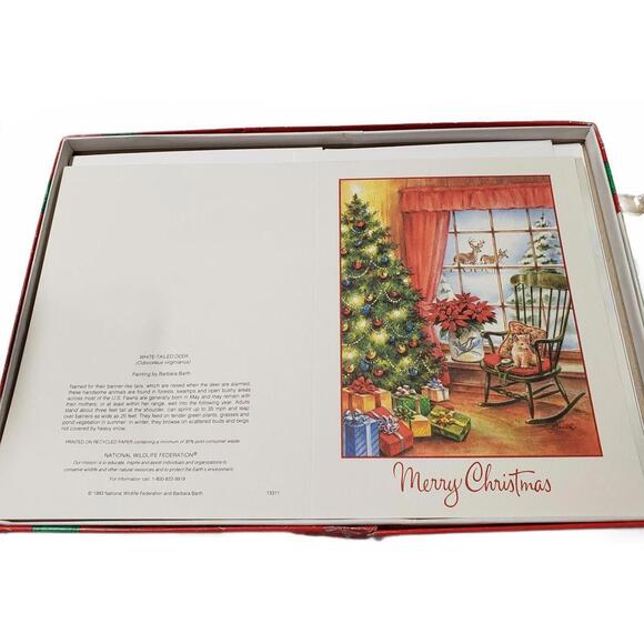 Vintage 1993 NWF Christmas Cards by Barbara Barth White - Lot of 10 Unused - Picture 3 of 10
